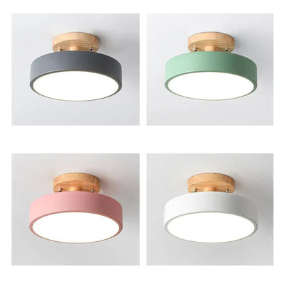 Moderne LED-loftlampe i træ