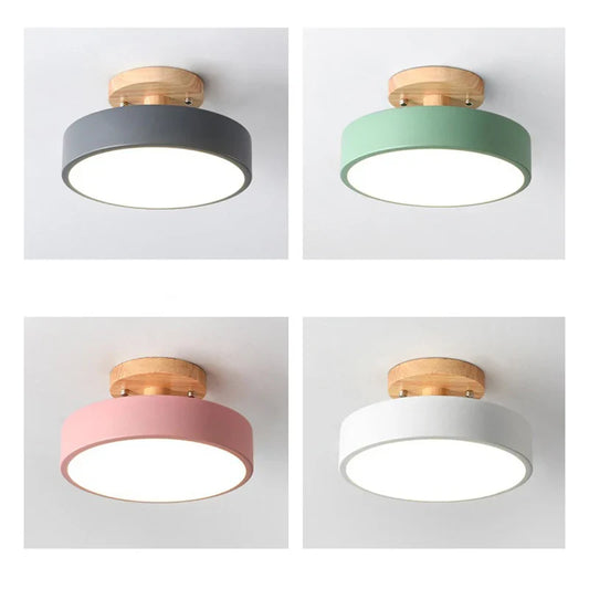 Moderne LED-loftlampe i træ