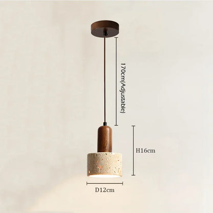 Pendellampe i natursten og træ – moderne loftlampe til køkken eller spisestue