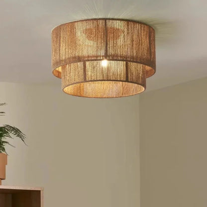 Boho loftlampe med naturligt reb