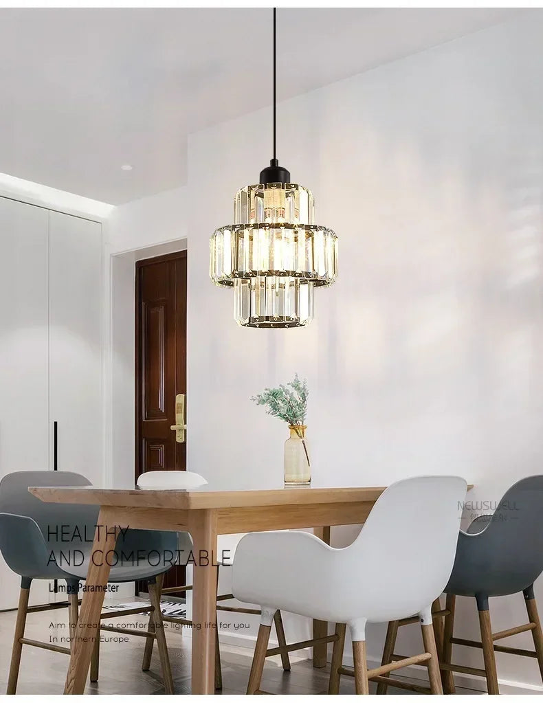 Krystal pendellampe i glas – Glamour stil