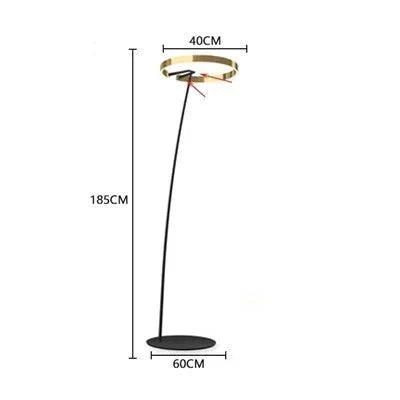 Moderne gulvlampe med rund ring-skærm og LED