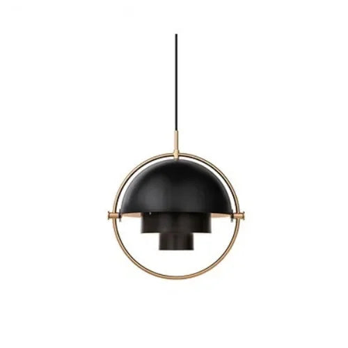 Designer pendellampe med metalskærm og dekorativ ring