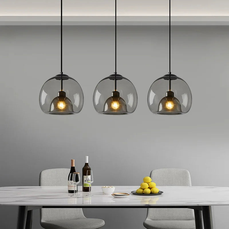 Pendellampe i glas med dobbelt skærm – industriel stil