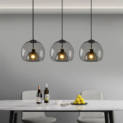 Pendellampe i glas med dobbelt skærm – industriel stil