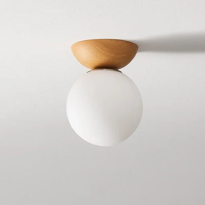 Moderne loftlampe i japansk stil med træbund – minimalistisk kugle