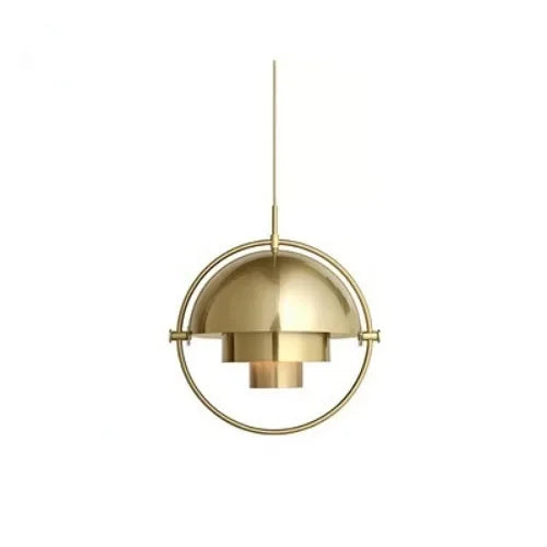 Designer pendellampe med metalskærm og dekorativ ring
