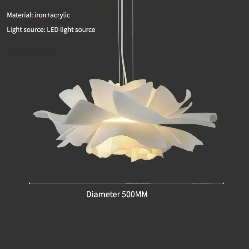 Pendellampe i lotusblomst-design – Dekorativ loftlampe med lagdelt skærm