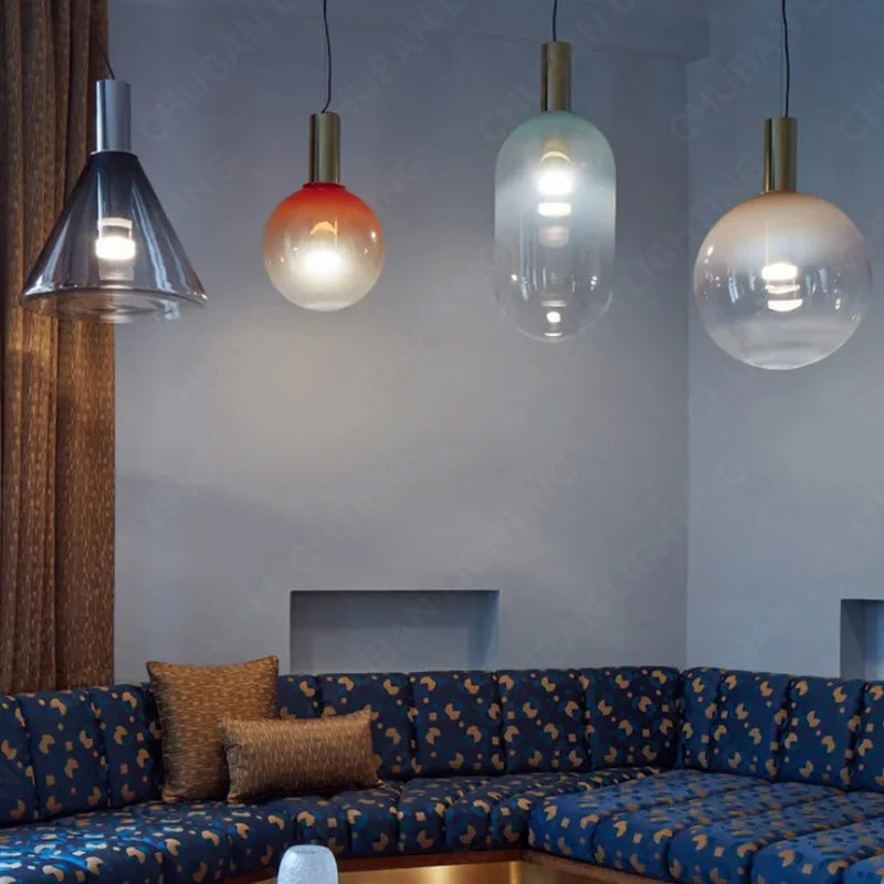 Designer LED-pendellampe med glasskærme