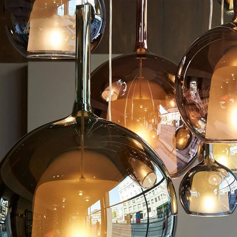 Moderne cluster-pendellampe med røget glas