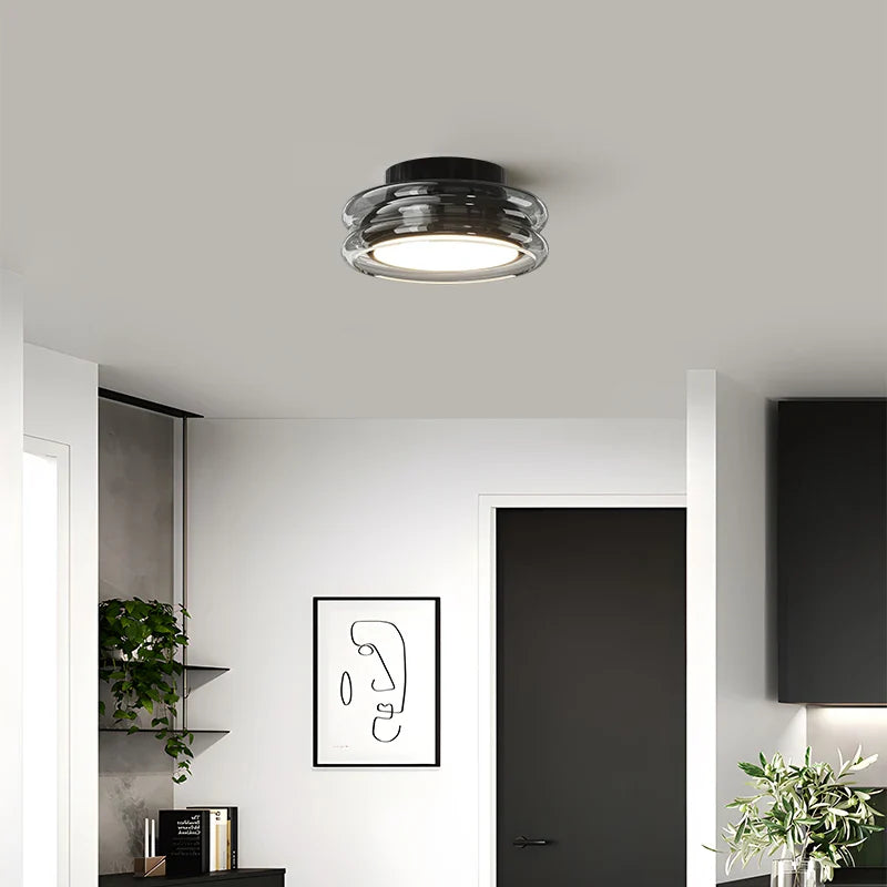 Moderne loftlampe med glasskærm