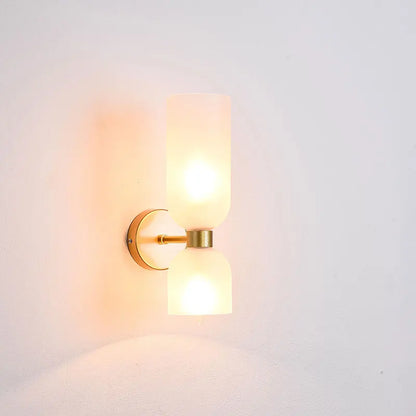 Væglampe med røget glas og guldfinish – dobbelt lyskilde