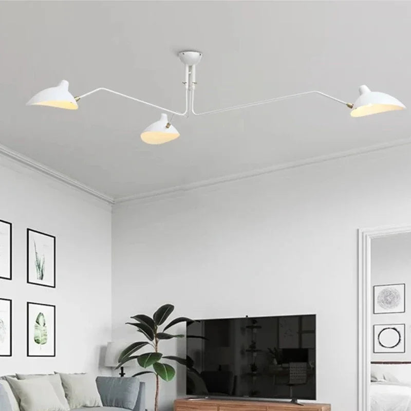 Sort loftlampe med drejelige arme – moderne design