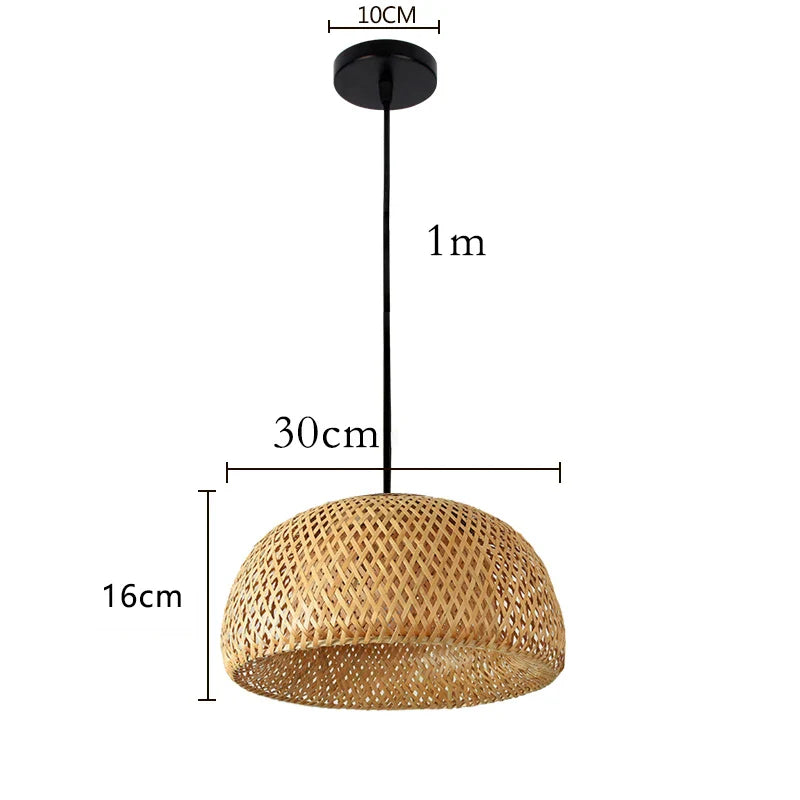 Rattan pendellampe i Boho-stil – Håndflетtet loftlampe i bambus