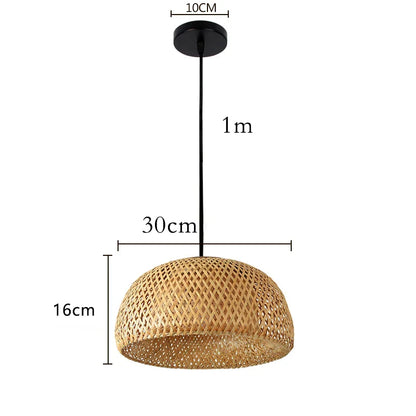 Rattan pendellampe i Boho-stil – Håndflетtet loftlampe i bambus