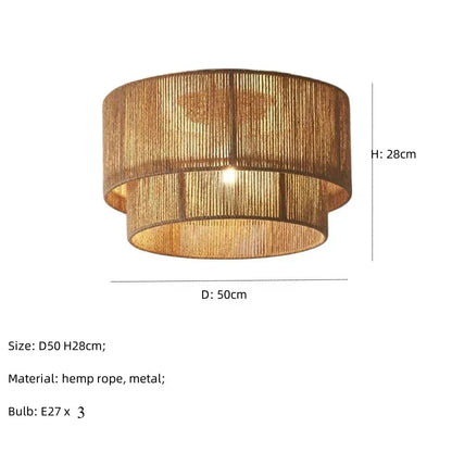 Boho loftlampe med naturligt reb