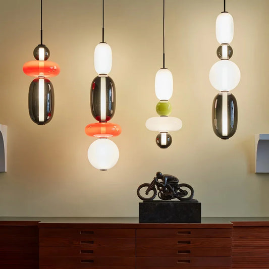Pendellampe i kandiseret glas