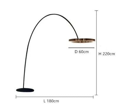 Moderne gulvlampe med rund ring-skærm og LED