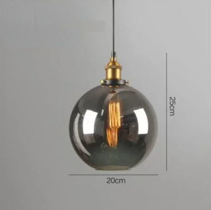Industriel retro pendellampe med røget glas
