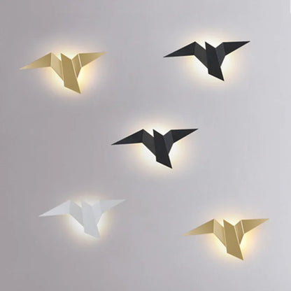 Moderne LED-væglampe med origami-fugl