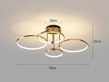 Moderne LED-loftlampe med ringe og geometrisk form