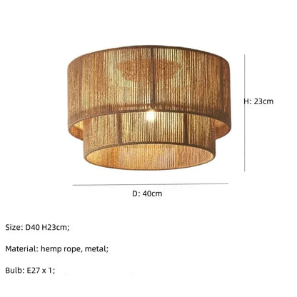 Boho loftlampe med naturligt reb