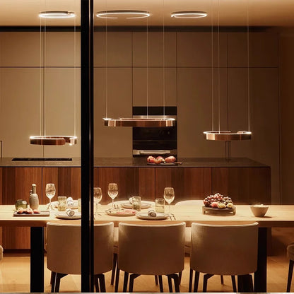 Moderne LED-lysekrone med ringform – elegant rund loftlampe