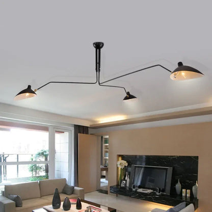 Sort loftlampe med drejelige arme – moderne design