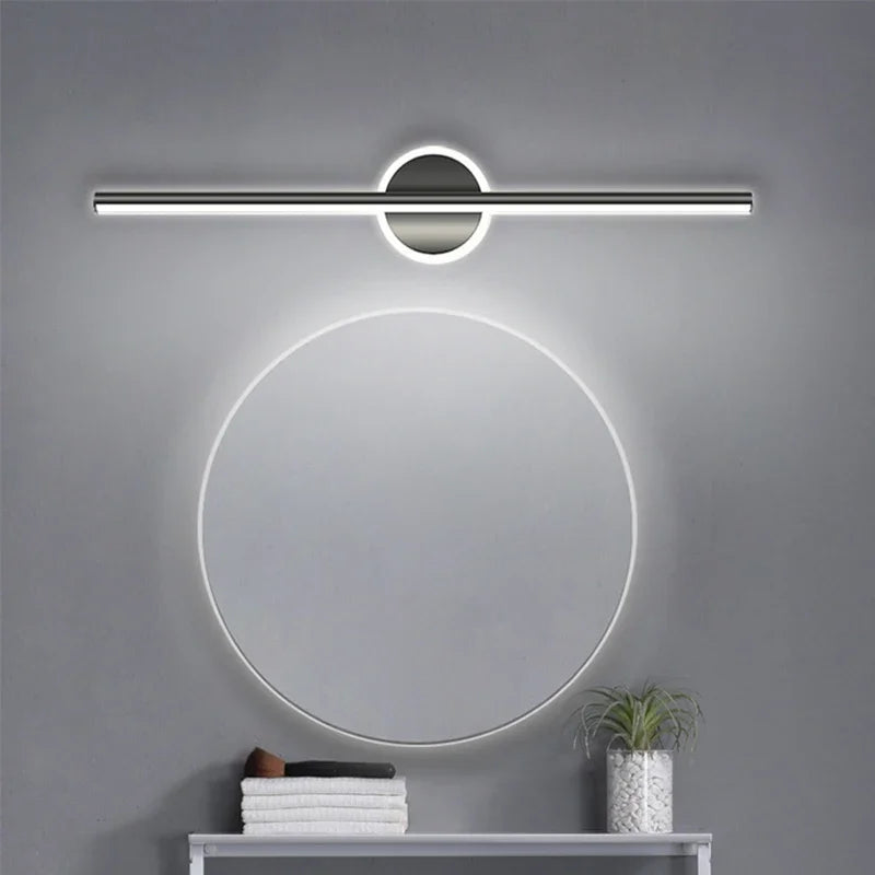 Moderne LED-væglampe med linje og rundt element
