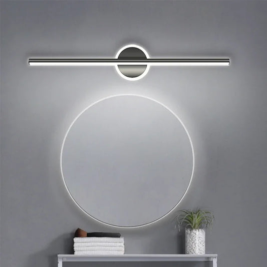 Moderne LED-væglampe med linje og rundt element
