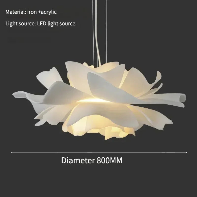 Pendellampe i lotusblomst-design – Dekorativ loftlampe med lagdelt skærm