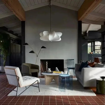 Loftlampe med silkeskærm i japansk wabi-sabi stil