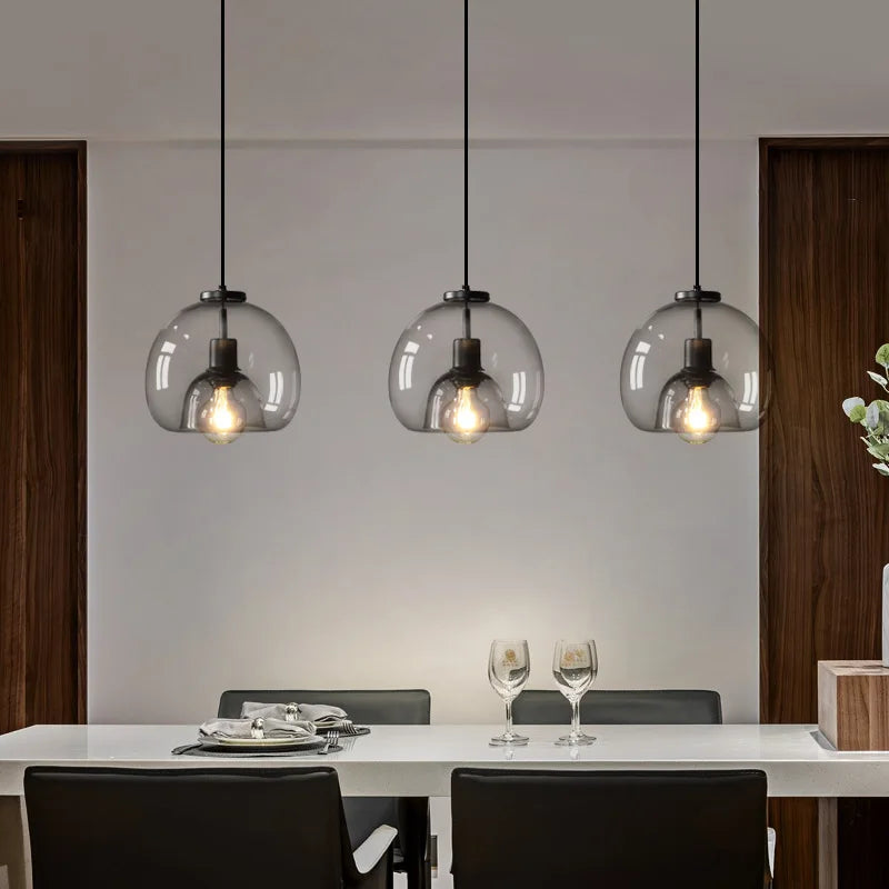 Pendellampe i glas med dobbelt skærm – industriel stil
