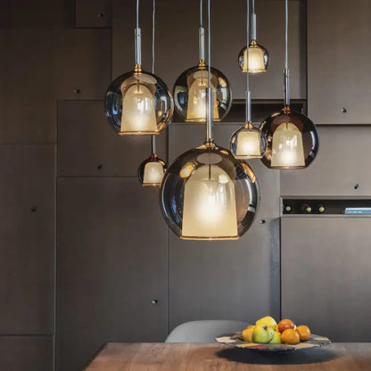 Moderne cluster-pendellampe med røget glas