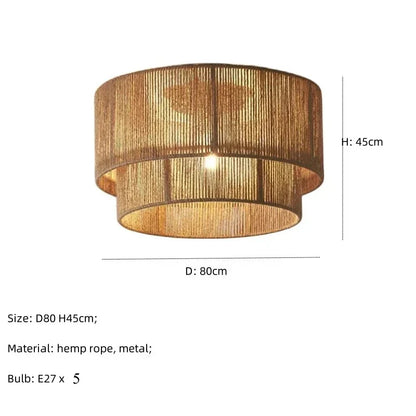 Boho loftlampe med naturligt reb