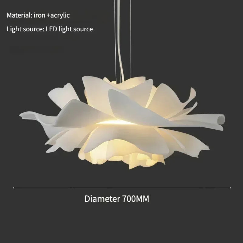Pendellampe i lotusblomst-design – Dekorativ loftlampe med lagdelt skærm