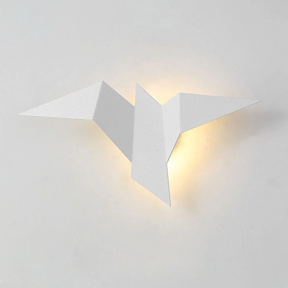 Moderne LED-væglampe med origami-fugl