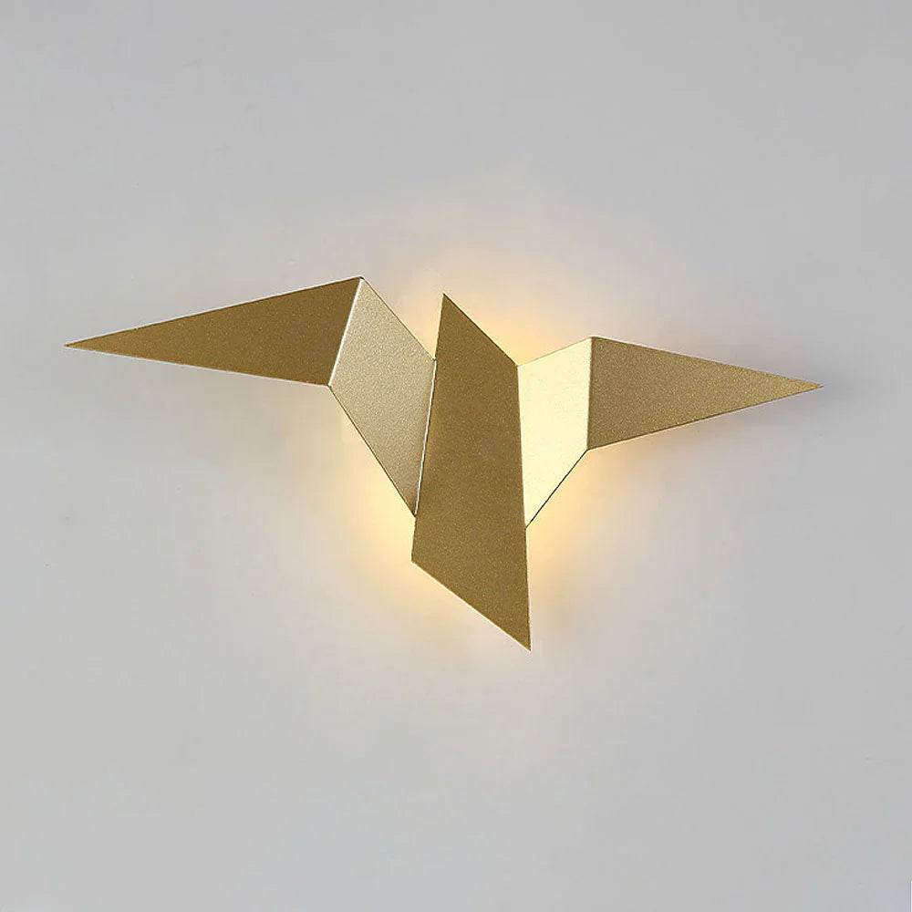 Moderne LED-væglampe med origami-fugl