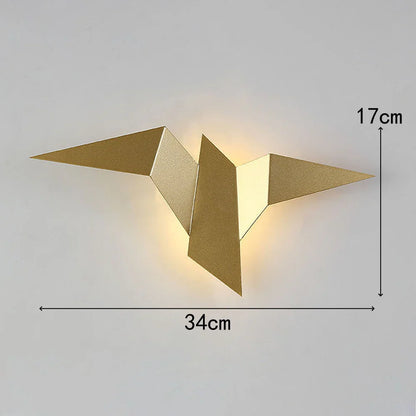 Moderne LED-væglampe med origami-fugl