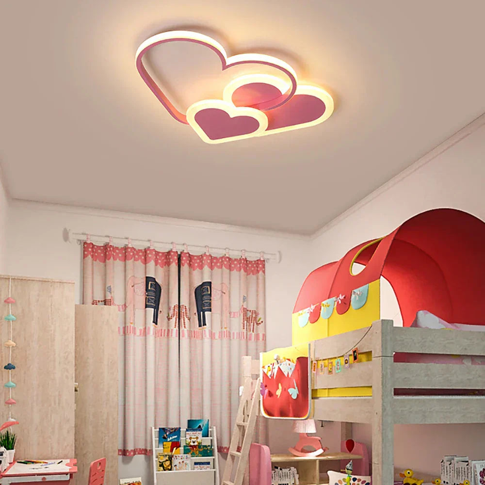 Moderne LED-loftlampe med hjerteformet design til børneværelset