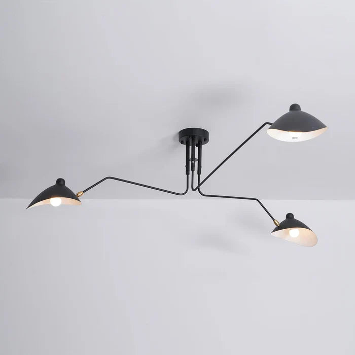 Sort loftlampe med drejelige arme – moderne design