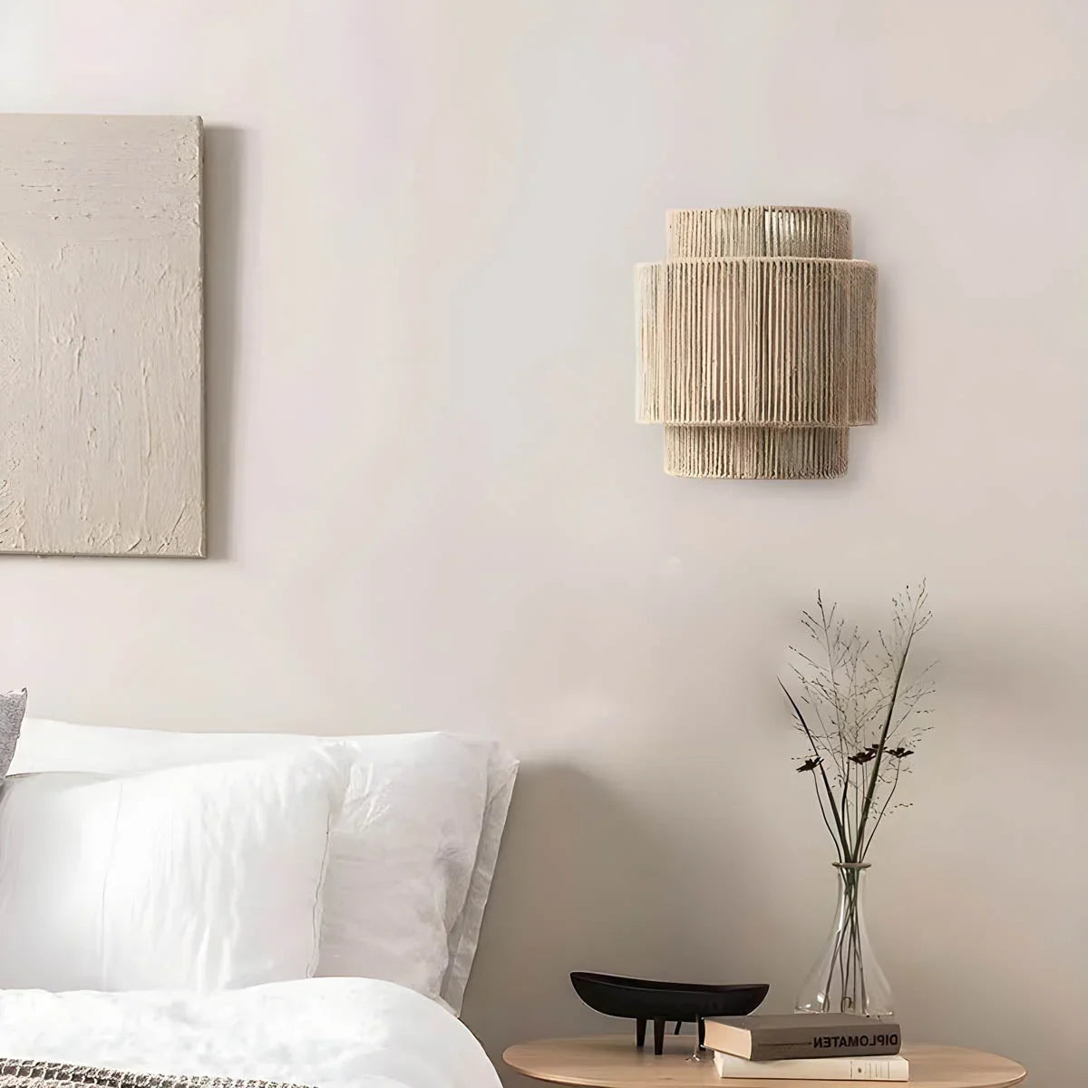 Hikari væglampe i naturligt hampetov – boho stil