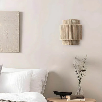 Hikari væglampe i naturligt hampetov – boho stil