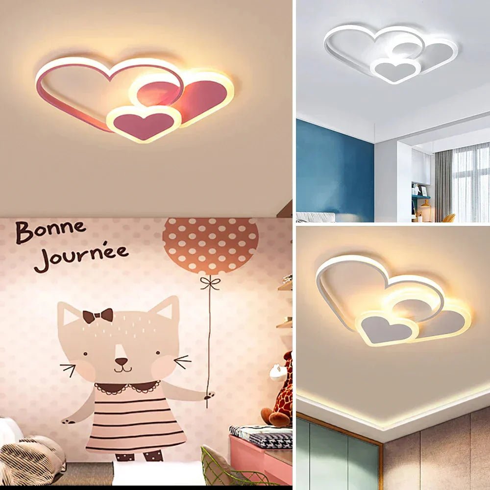 Moderne LED-loftlampe med hjerteformet design til børneværelset