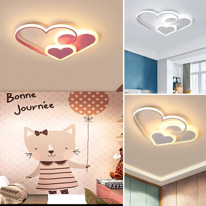Moderne LED-loftlampe med hjerteformet design til børneværelset