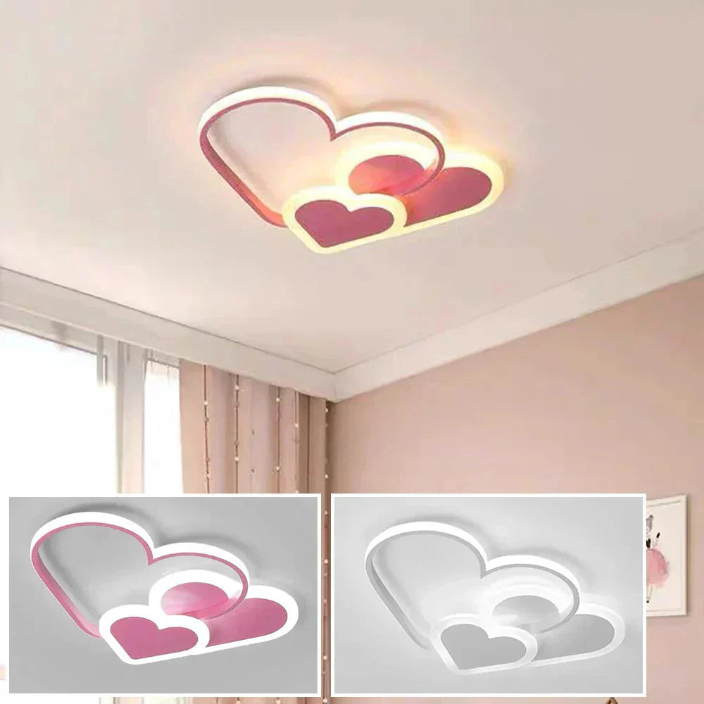 Moderne LED-loftlampe med hjerteformet design til børneværelset