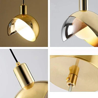 Moderne pendellampe med LED og glasskærm i guld og røget glas