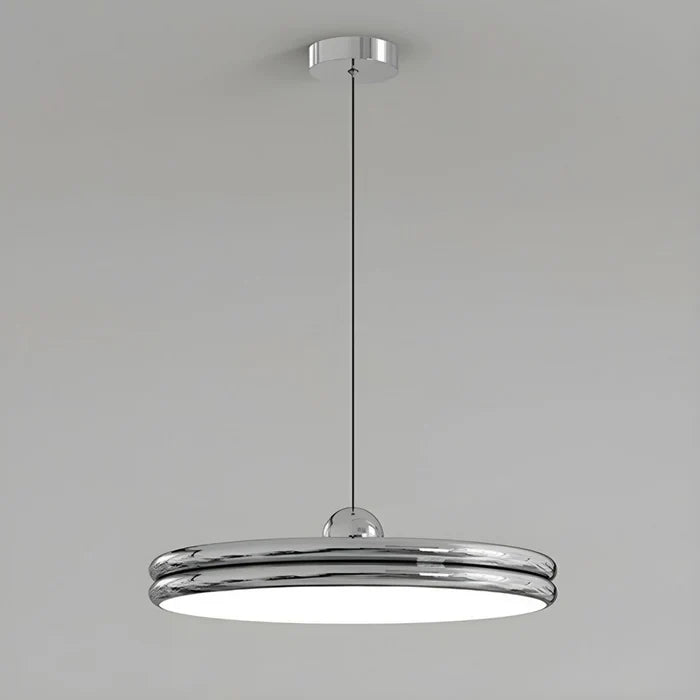Moderne diskformet pendellampe – minimalistisk LED-belysning til spisestue og stue