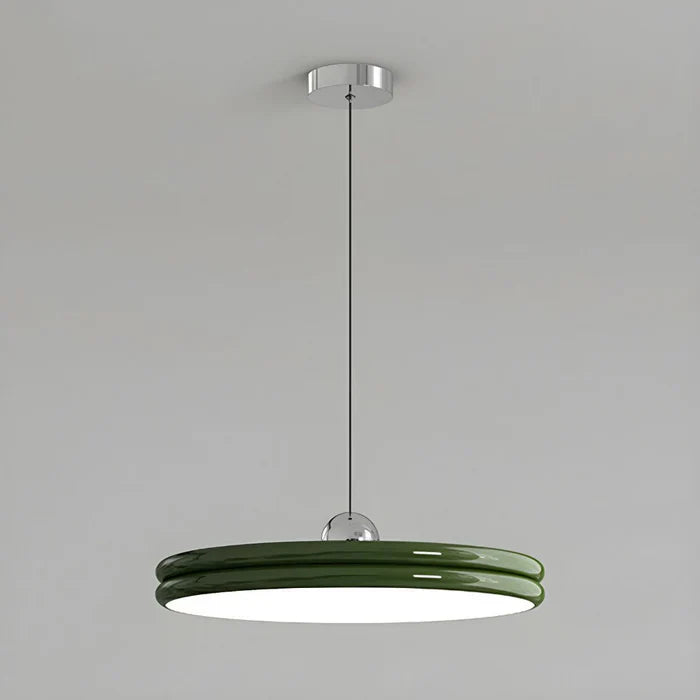 Moderne diskformet pendellampe – minimalistisk LED-belysning til spisestue og stue