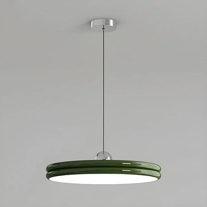 Moderne diskformet pendellampe – minimalistisk LED-belysning til spisestue og stue
